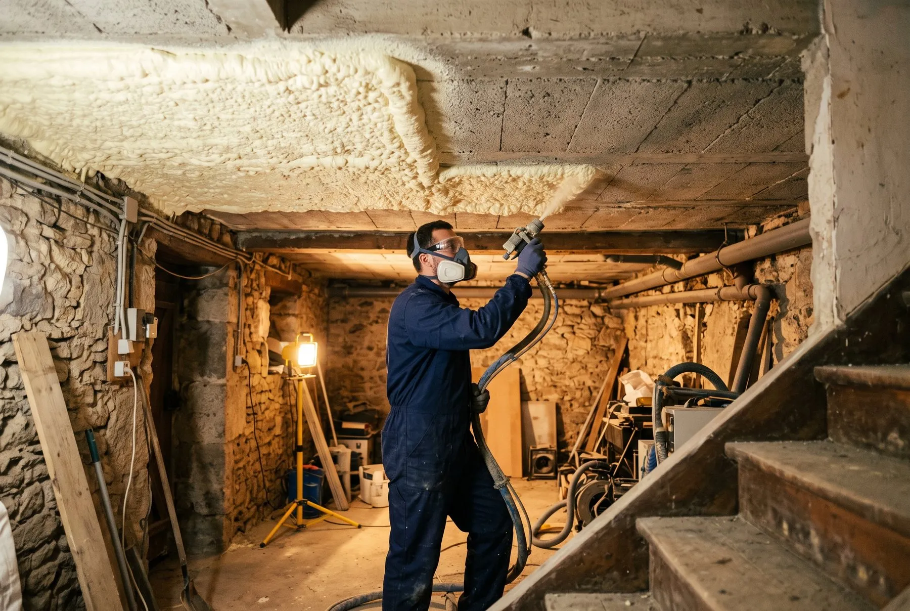 Isolation d'un plancher bas par le dessous dans un vide sanitaire